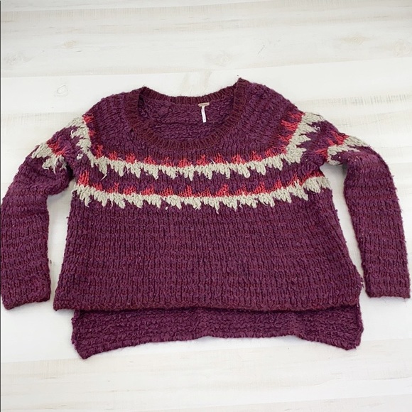 FREE PEOPLE Fuzzy Fair Isle Sweater Cozy Oversized - Picture 5 of 15